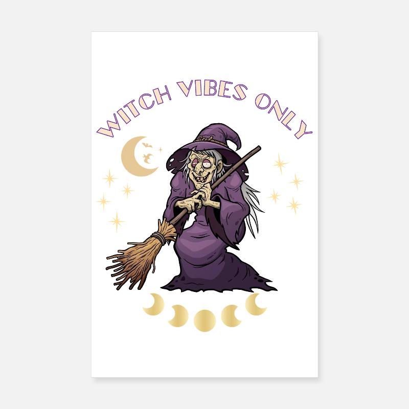 Vintage Witch Vibes Halloween Hemd: Spooky Moon Poster 20x30 cm