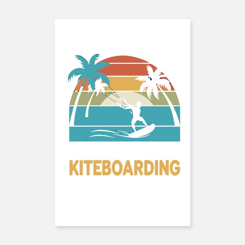 Préférer le kitesurf palmiers coucher de soleil Poster 20 x 30 cm