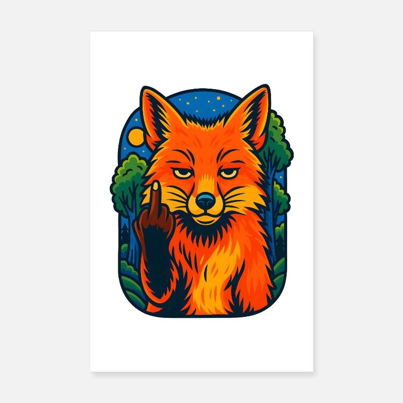 Mitternachtsfuchs rebellisch, liebe Füchse Poster 20x30 cm
