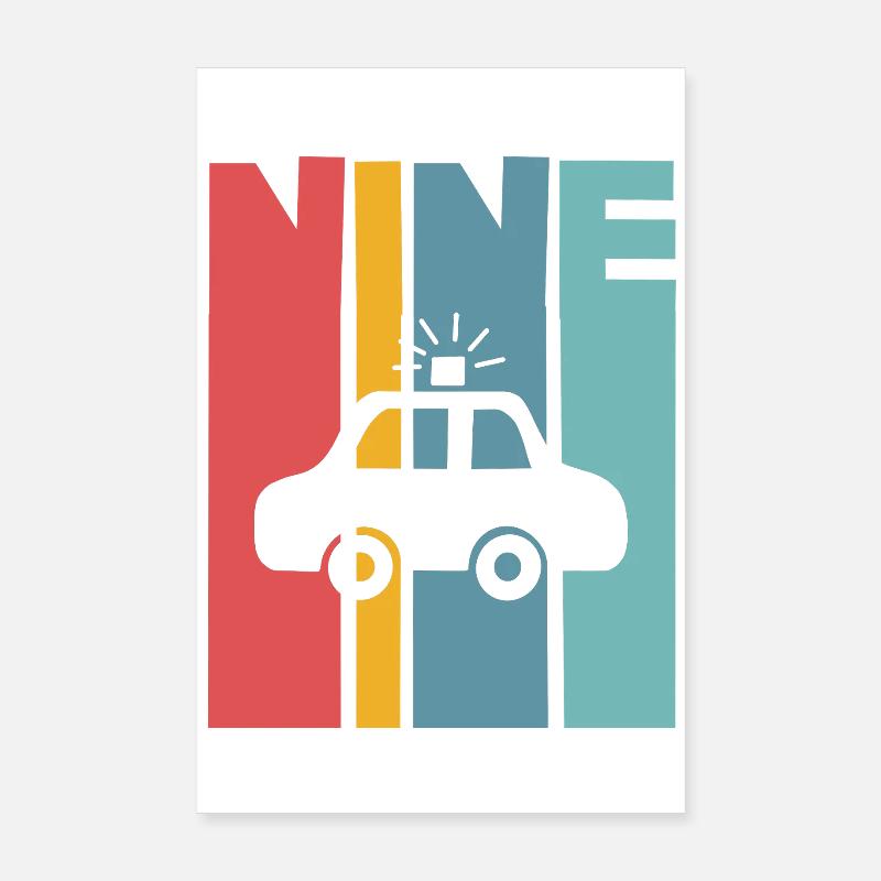 9. Geburtstag Polizei Poster 20x30 cm