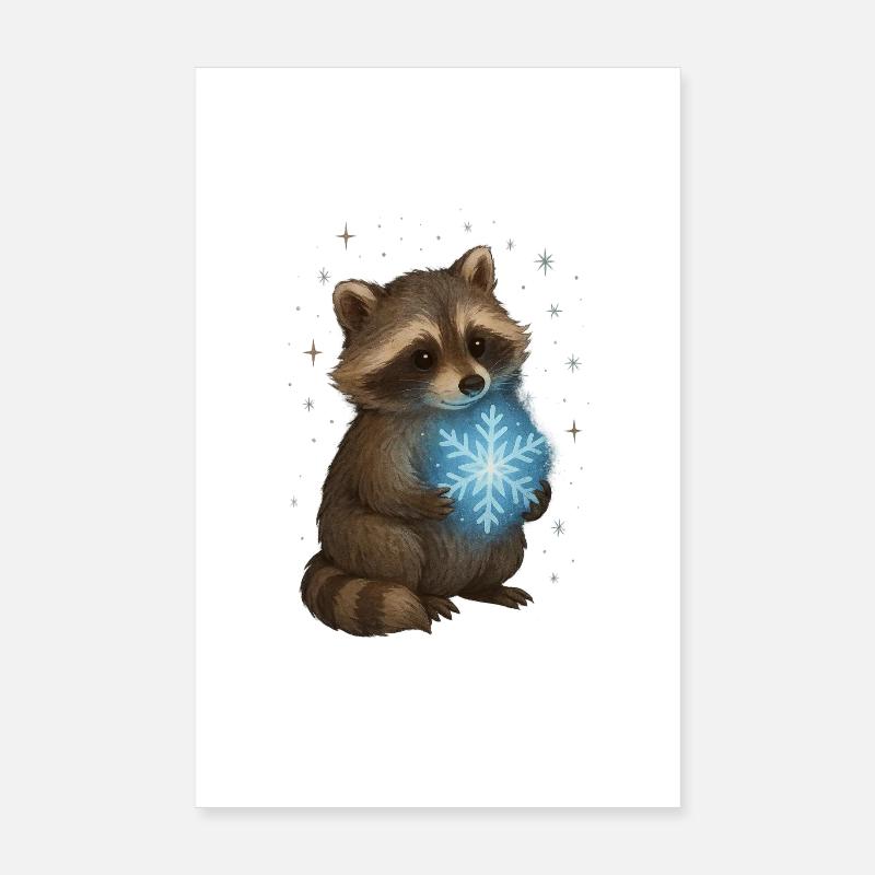 Magic raccoon with snowflake Poster 8" x 12" (20x30 cm)