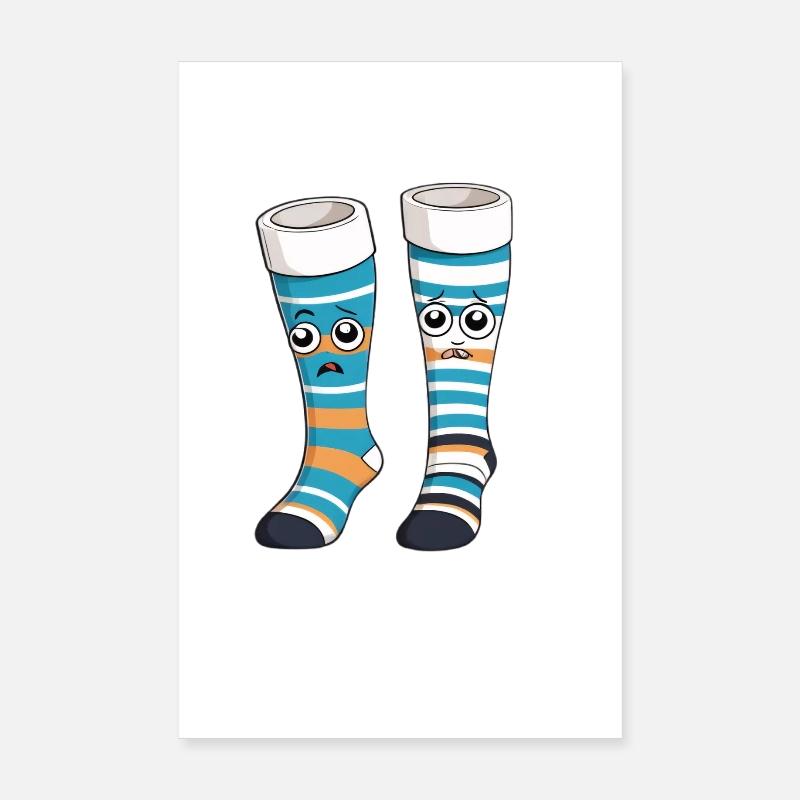 Funny Stripe Socks Faces Poster 8" x 12" (20x30 cm)