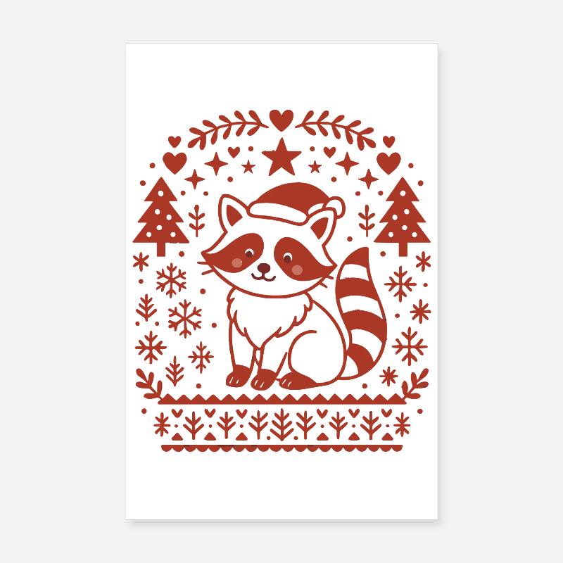 Conception de motif de raton laveur de Noël Poster 20 x 30 cm