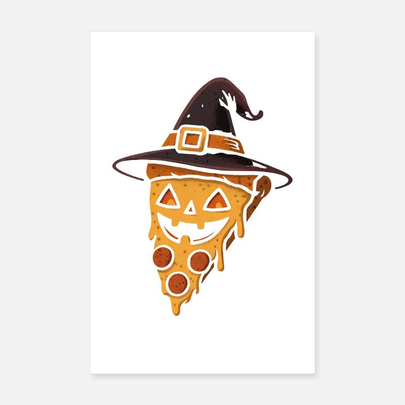 Pizza à la citrouille avec chapeau de sorcière Poster 20 x 30 cm