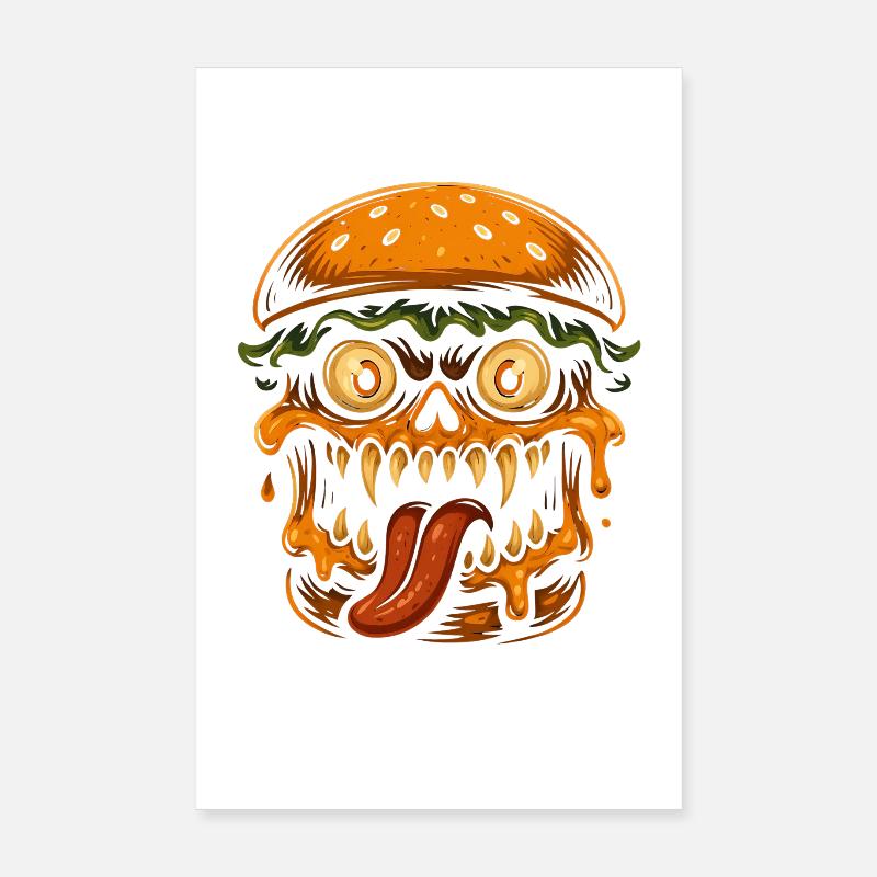 Burger Skull Monster Poster 8" x 12" (20x30 cm)