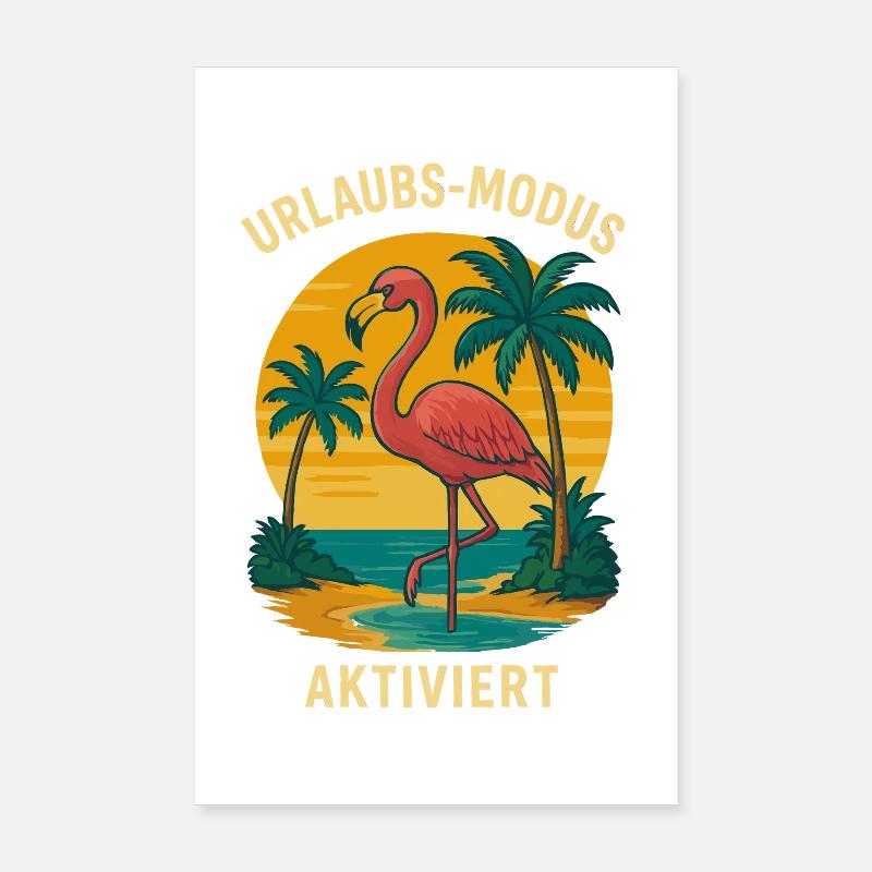Flamingo Beach Vacances activées Poster 20 x 30 cm