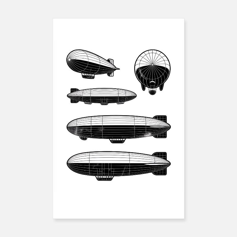 Dirigeable Zeppelin Rétro Vintage Poster 20 x 30 cm