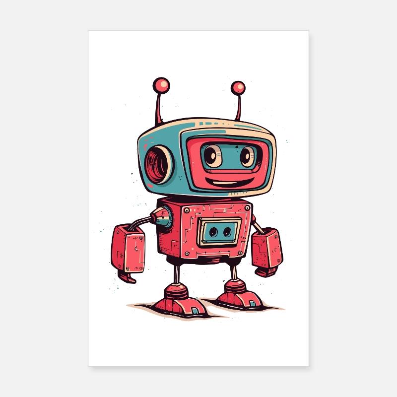 Dessin animé robot rétro Poster 20 x 30 cm