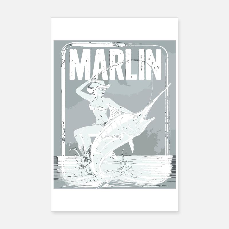 Marlin Anglerin Retro Poster 20x30 cm