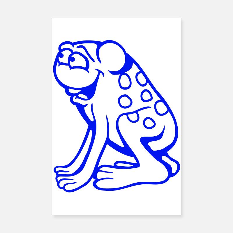 grenouille crapaud rire drôle idiot effronté assis bande dessinée Poster 20 x 30 cm