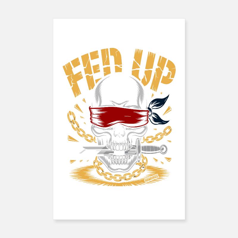 Blind skull with chain, muzzle full Poster 8" x 12" (20x30 cm)