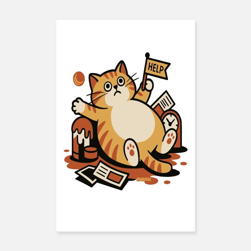 Chat dans l’appel à l’aide chaos Poster 20 x 30 cm
