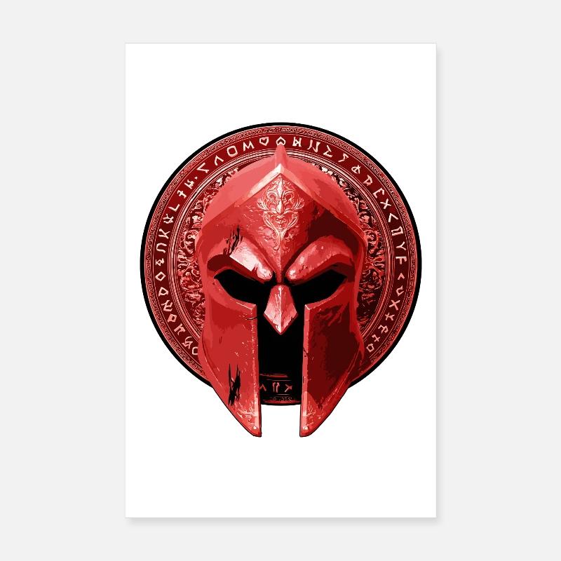 Spartaner Helm Gladiator Rot Poster 20x30 cm