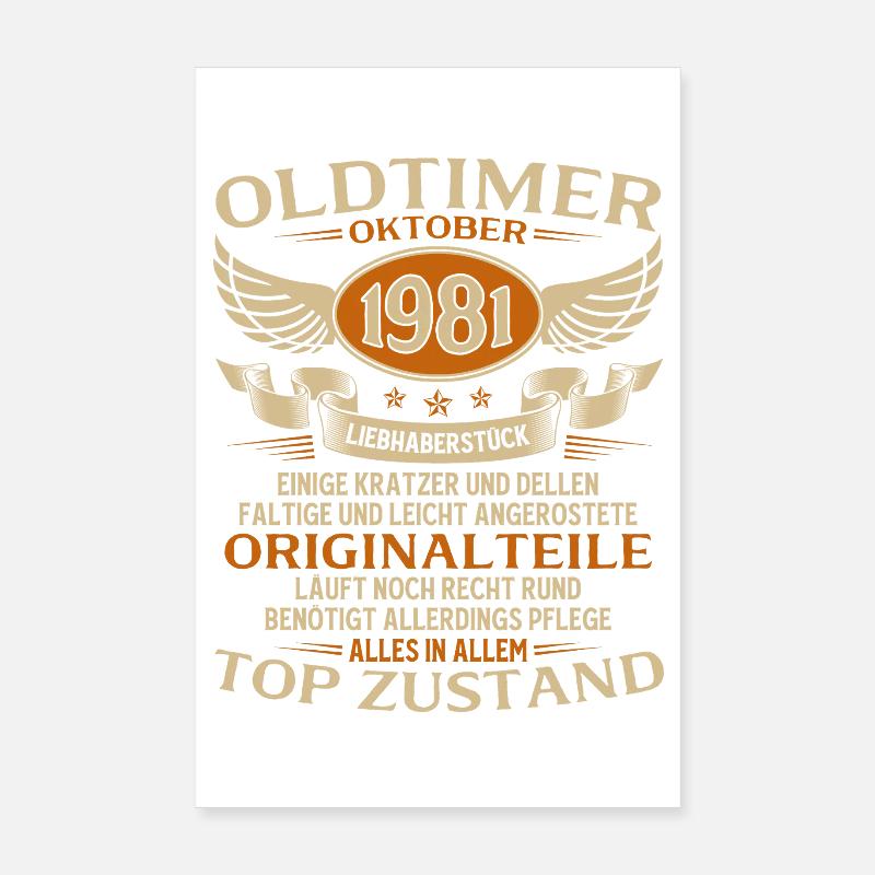 44. Geburtstag Geschenk Oldtimer Oktober 1981 Poster 20x30 cm