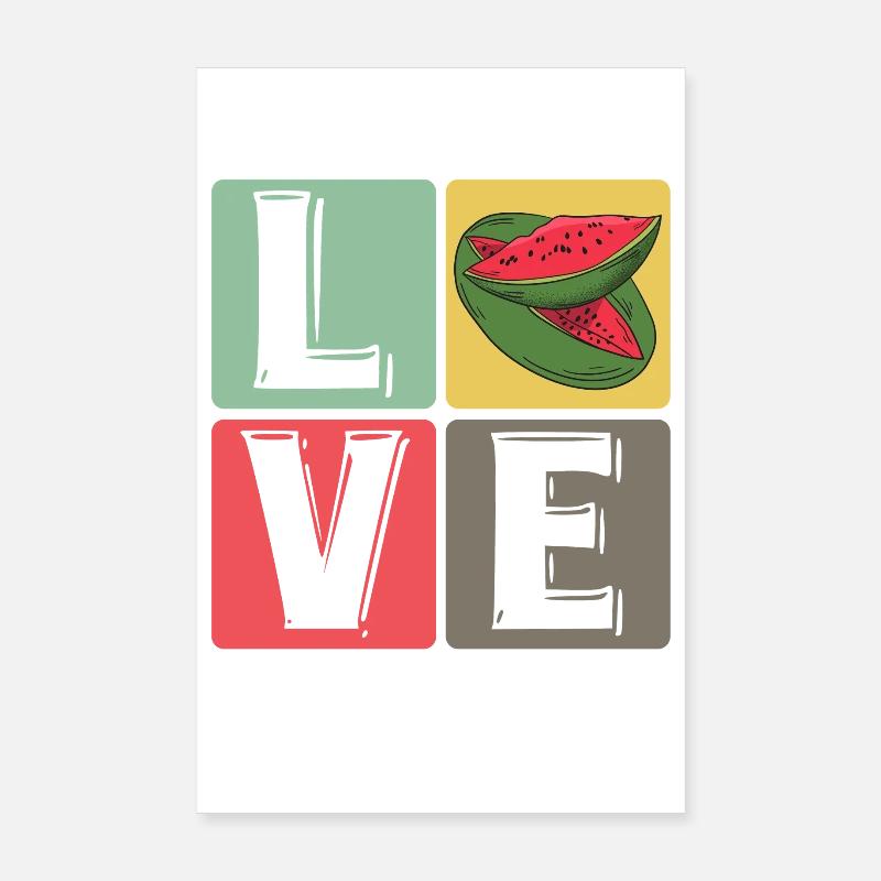 Love Pop Art Watermelon Blocks Poster 8" x 12" (20x30 cm)