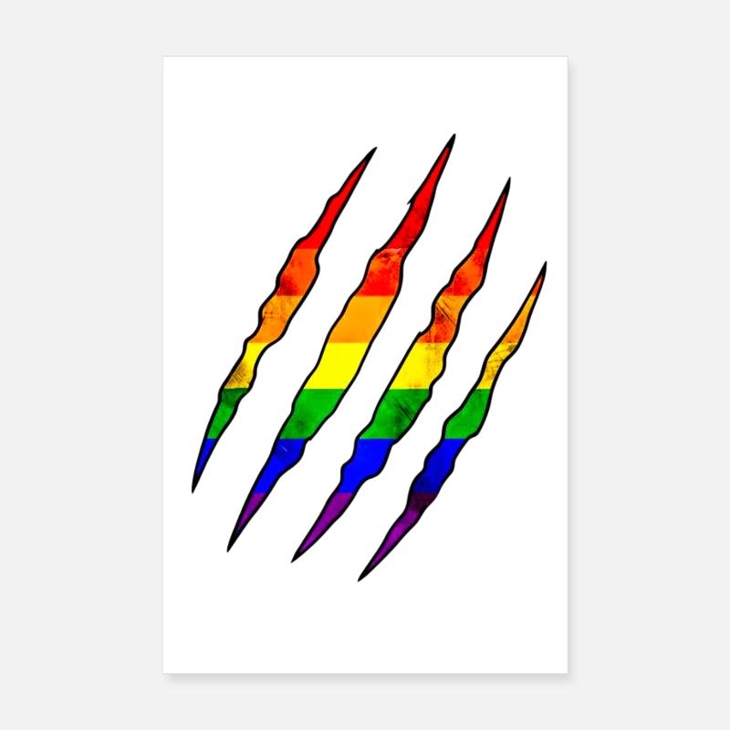 Pride Claw arc-en-ciel Statement Scratch Trace Poster 20 x 30 cm