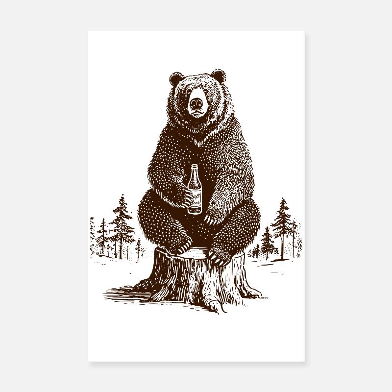 Beer Bear Poster 8" x 12" (20x30 cm)