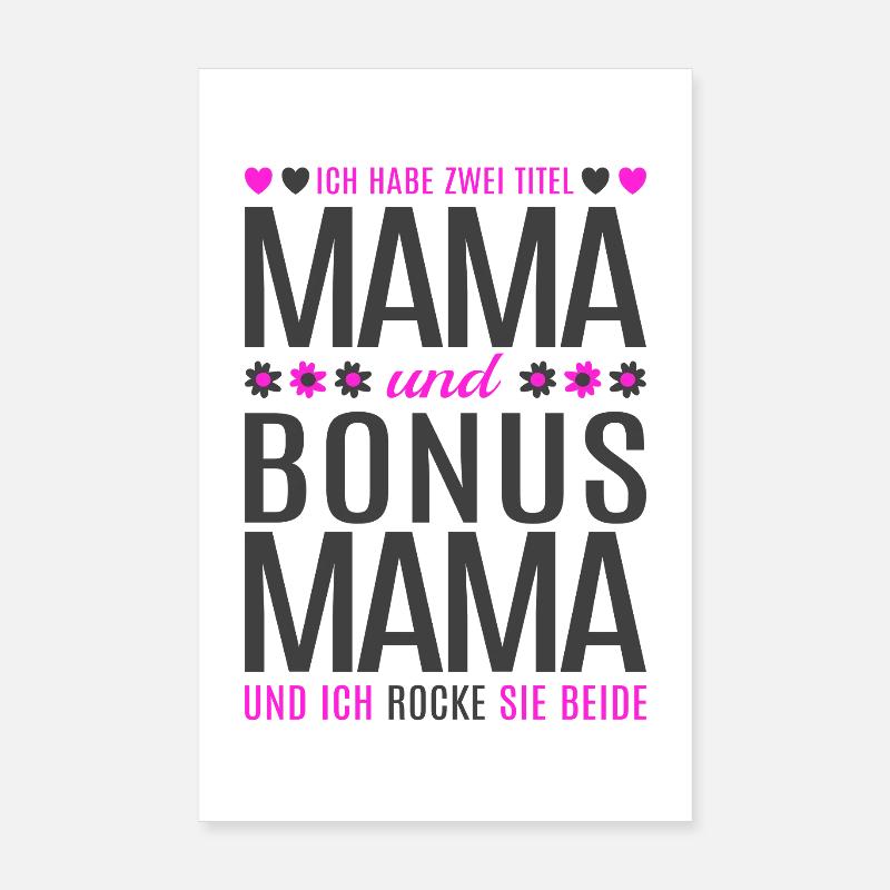 Mama Bonus Mama Stiefmutter Muttertag Geschenk Poster 20x30 cm
