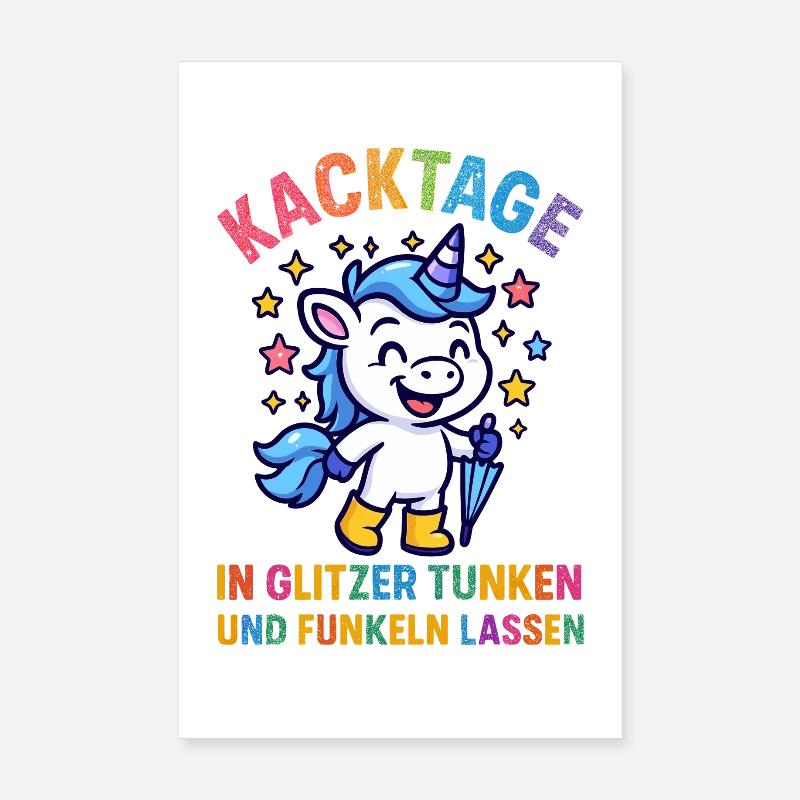 Lustiges Einhorn - Poster 20x30 cm - Weiß