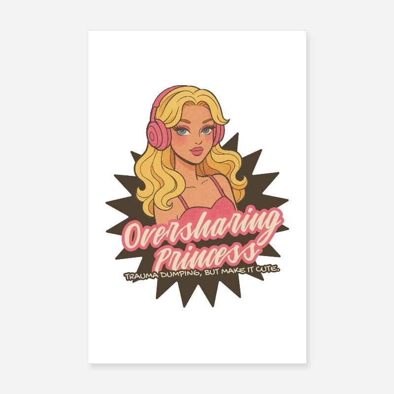 Trop de partage Princesse Rétro Poster 20 x 30 cm