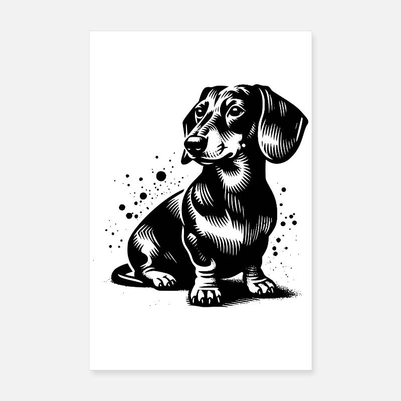 Dackel - Poster 20x30 cm - Weiß