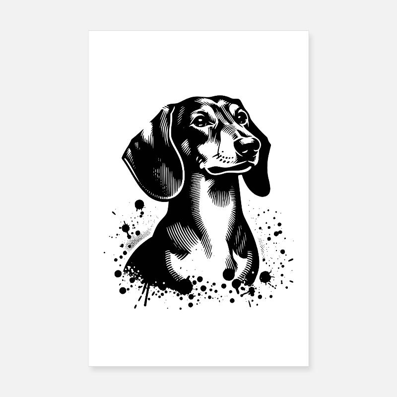 Teckel - Poster 20 x 30 cm - blanc