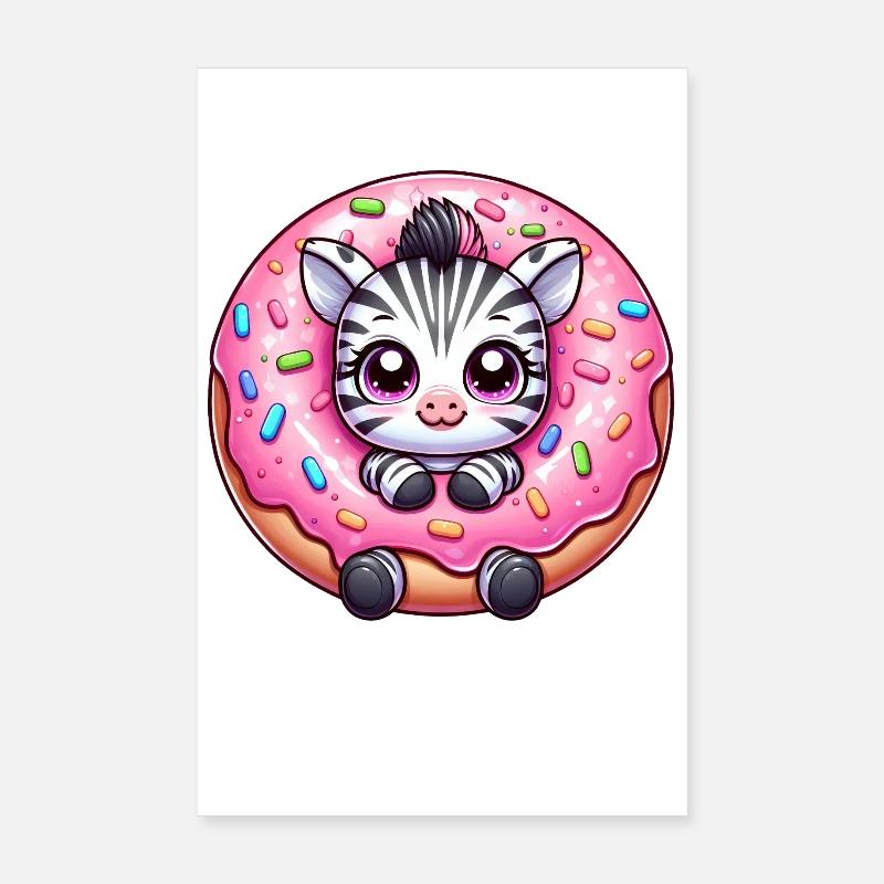 Funny Zebra Donut Candy Dessert Comic Poster 8" x 12" (20x30 cm)