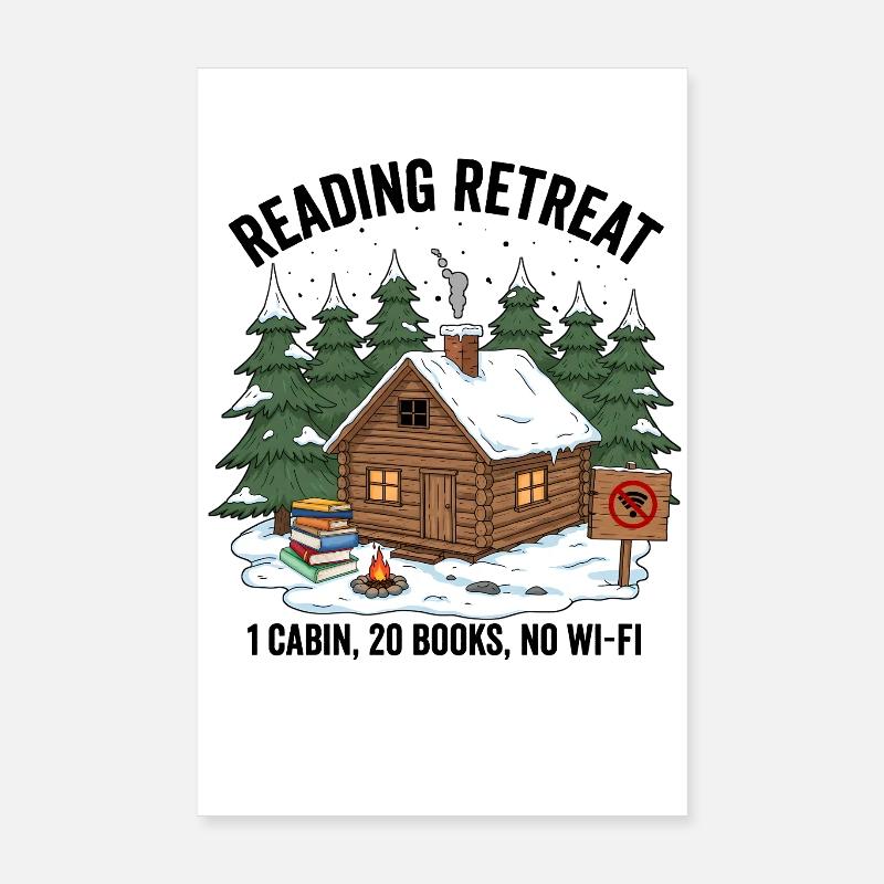 Soirée de lecture de cabane d’hiver Poster 20 x 30 cm
