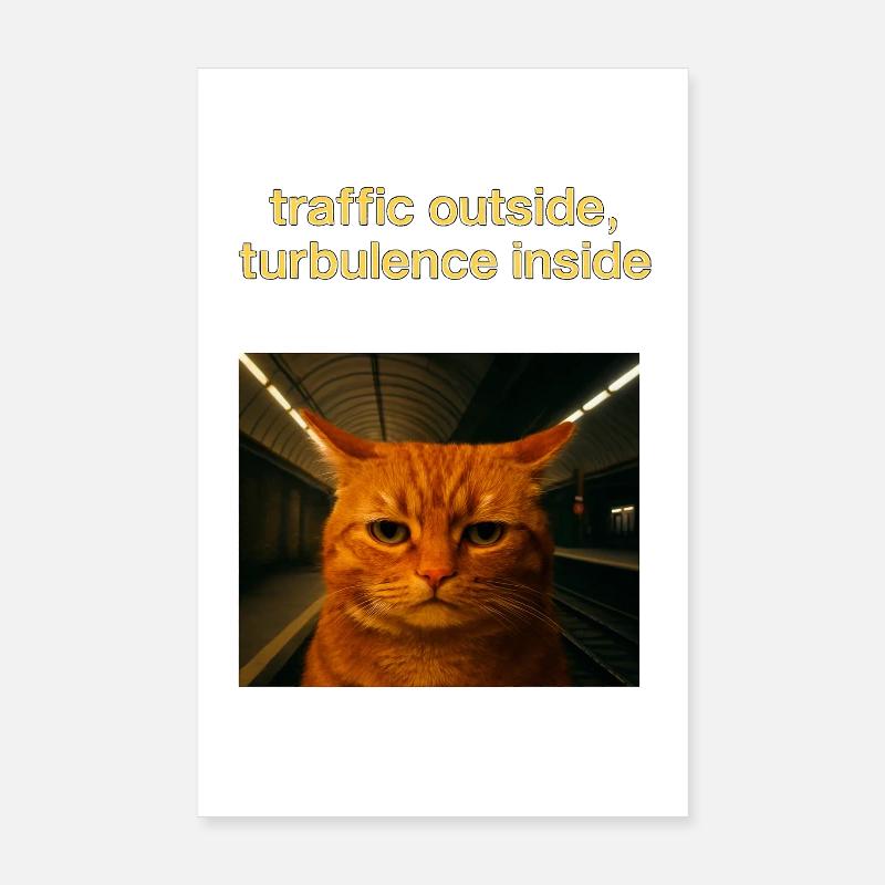 Katze machte Selfie in U-Bahn Lustige Meme-Idee Poster 20x30 cm