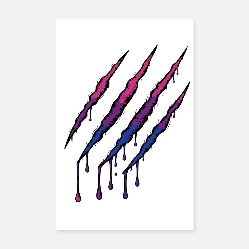 Bi Pride Claw - Bisexual Flag Scratch Mark Poster 8" x 12" (20x30 cm)