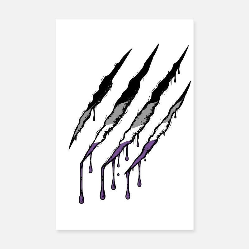 Ace Pride Claw - Marque de griffure de drapeau asexué Poster 20 x 30 cm