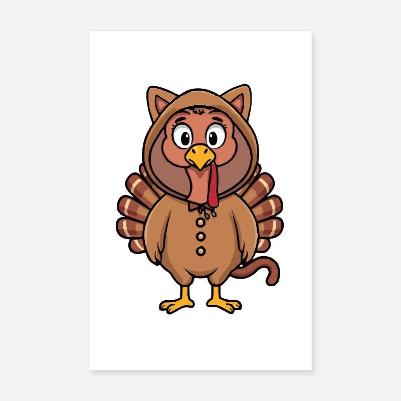 Drôle de chat de dinde Thanksgiving Poster 20 x 30 cm