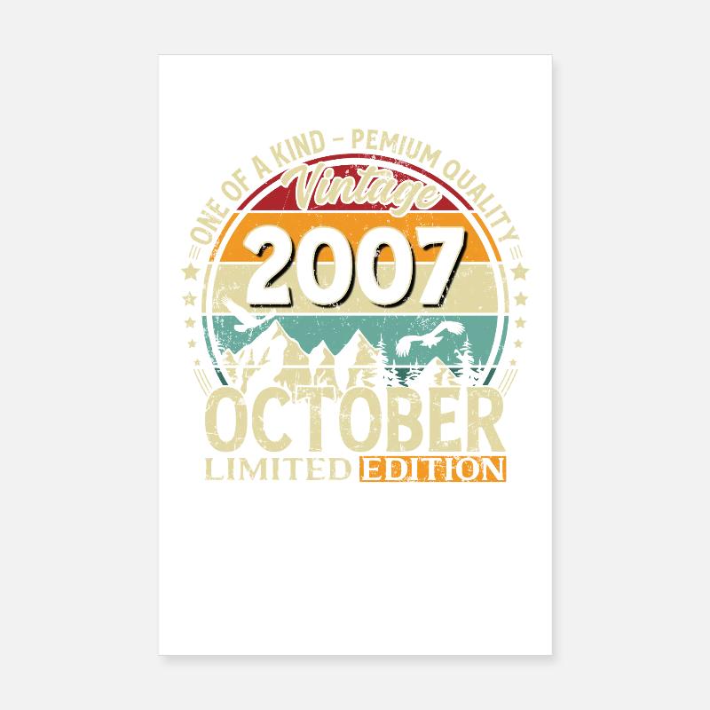 18ème Anniversaire Millésime Octobre Millésime 2007 Poster 20 x 30 cm