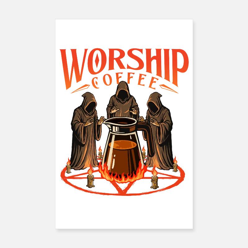 Worship Coffee Bold Caffeine Statement Poster 8" x 12" (20x30 cm)