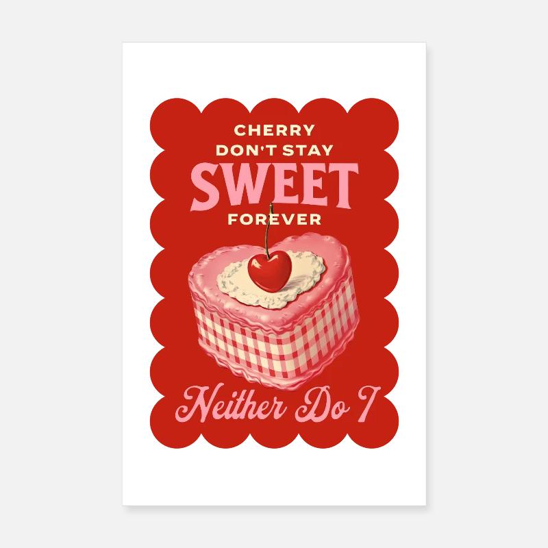 Cake Cherry Cake Cherries Baking Sour Cherries Poster 8" x 12" (20x30 cm)