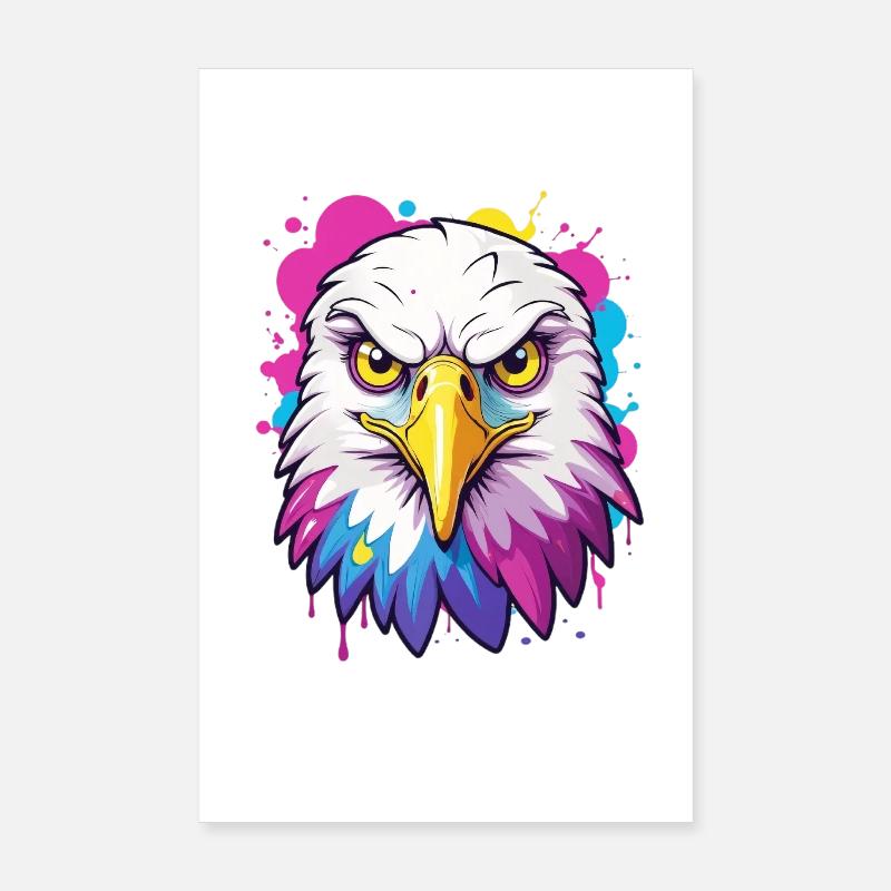 Tête d’aigle éclaboussure colorée Poster 20 x 30 cm