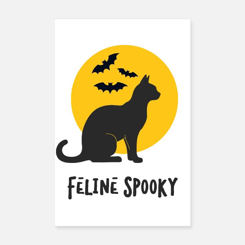 Feline Spooky Cat at Full Moon Poster 8" x 12" (20x30 cm)