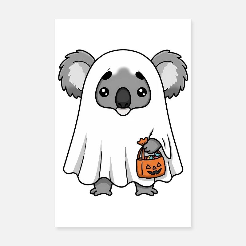 Koala Ghost Halloween Tee Poster 8" x 12" (20x30 cm)