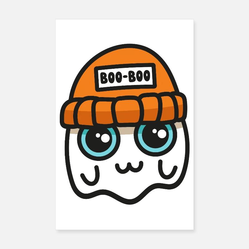 Fantôme mignon dans un bonnet orange Poster 20 x 30 cm