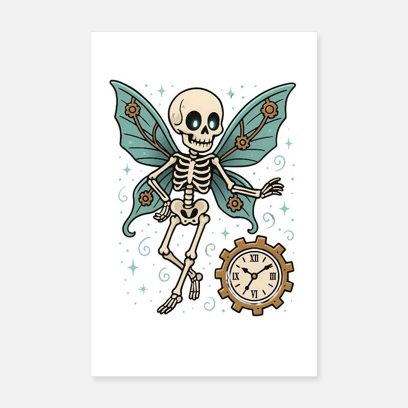 Mouvement papillon squelette Poster 20 x 30 cm