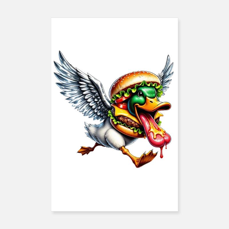 Canard d’Halloween avec Cheeseburger Monster Essen Poster 20 x 30 cm
