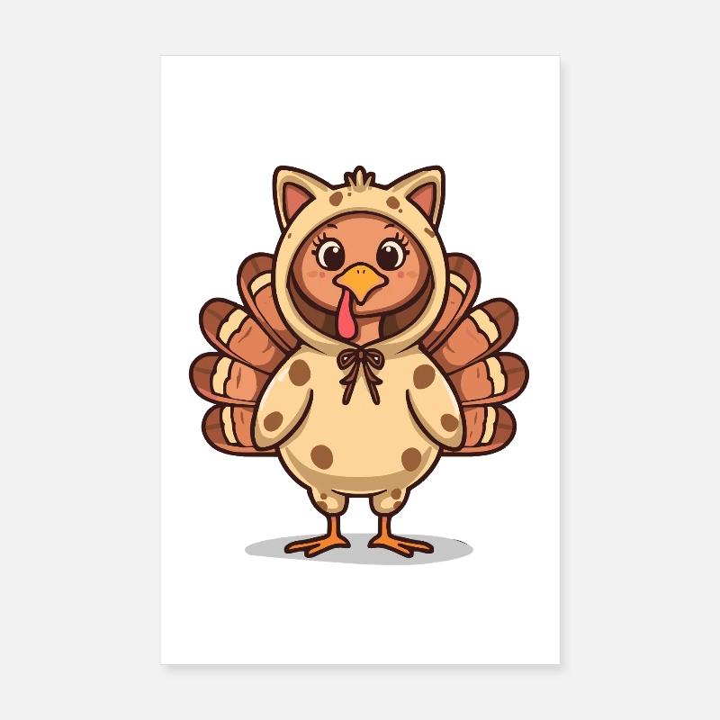Drôle de chat de dinde Thanksgiving Poster 20 x 30 cm