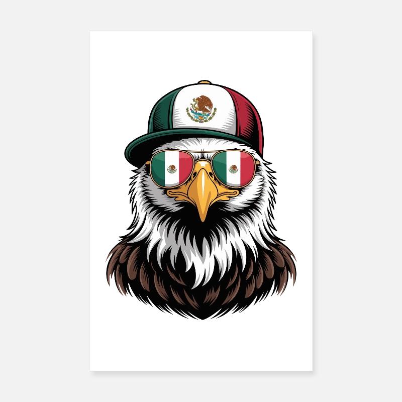Mexican Eagle Retro Sunglasses Poster 8" x 12" (20x30 cm)