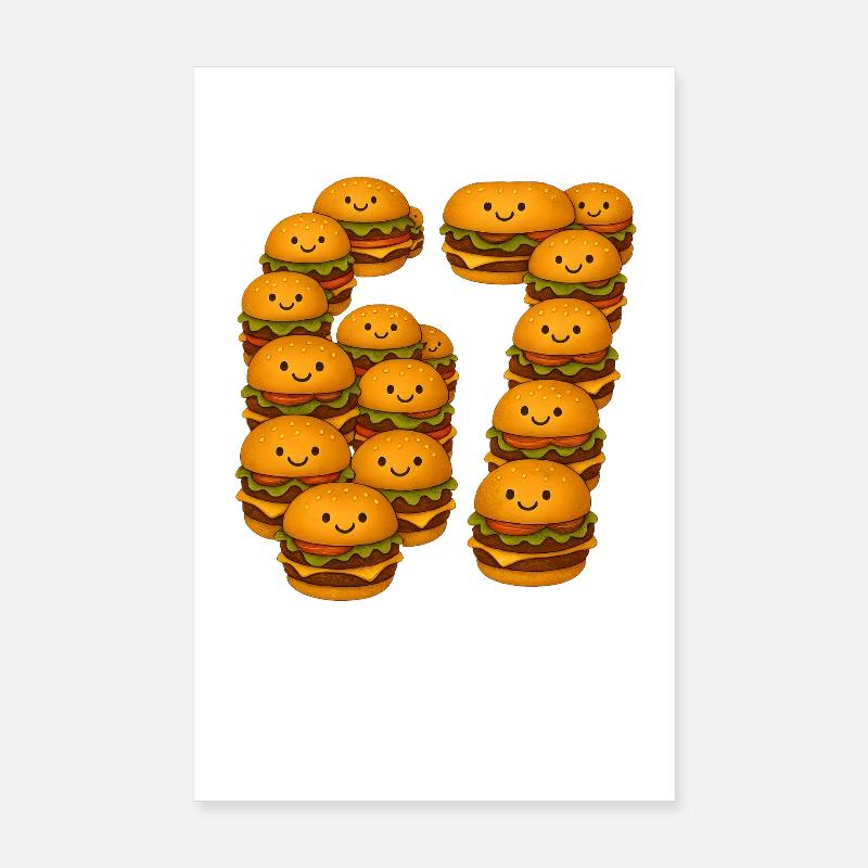 Drôle 67 Mème avec Burger Poster 20 x 30 cm