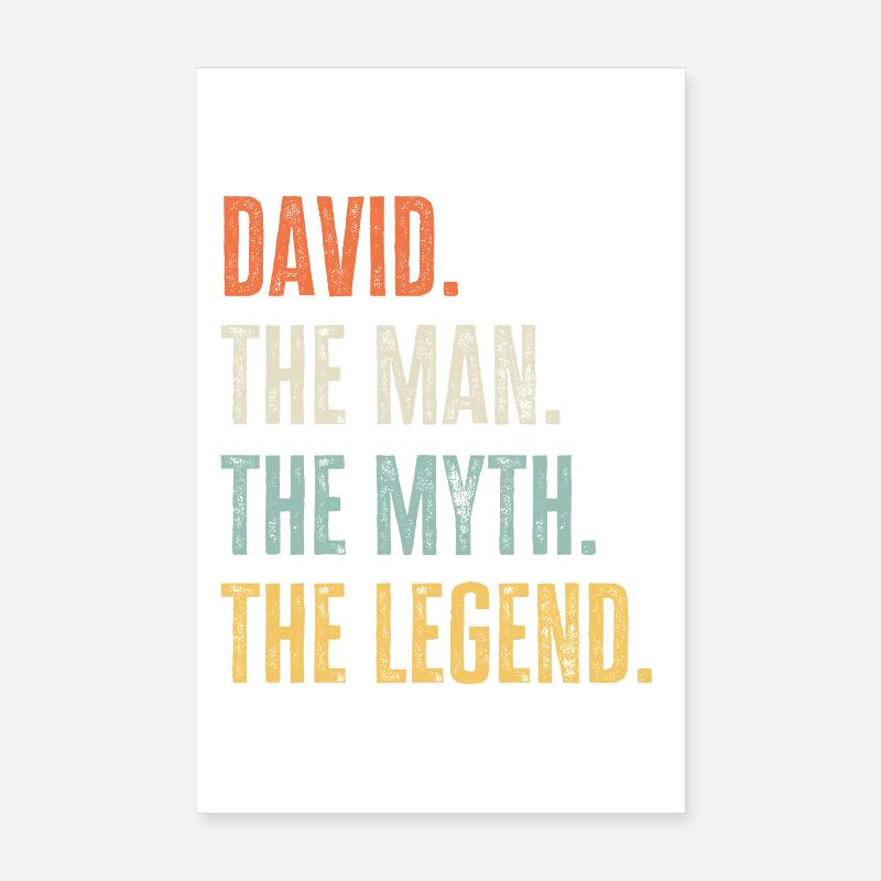 David Man Myth Legend Retro Design Geschenk Name Poster 20x30 cm
