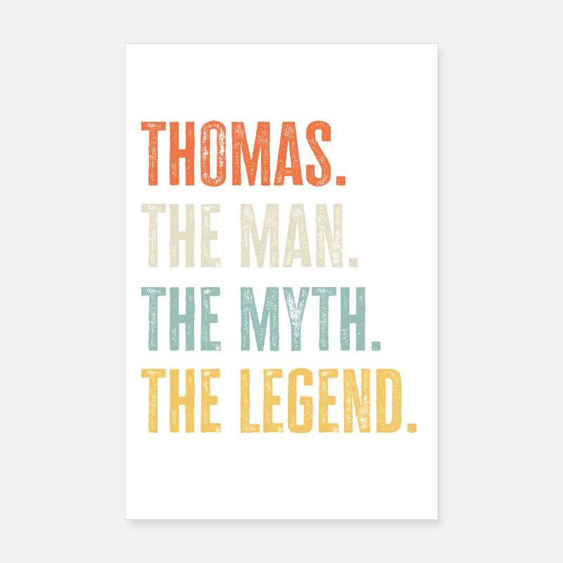 Thomas Man Myth Legend Retro Design Gift Name Poster 8" x 12" (20x30 cm)