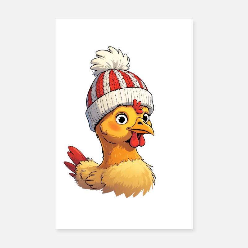 Chick with knitted hat Poster 8" x 12" (20x30 cm)
