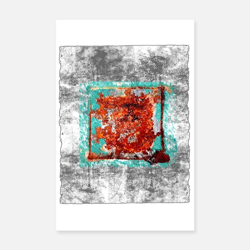 Rostquadrat auf grauer Textur Poster 20x30 cm