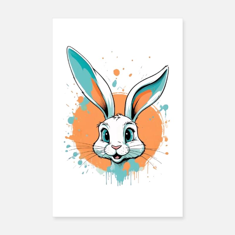 Rabbit head with paint splashes Poster 8" x 12" (20x30 cm)