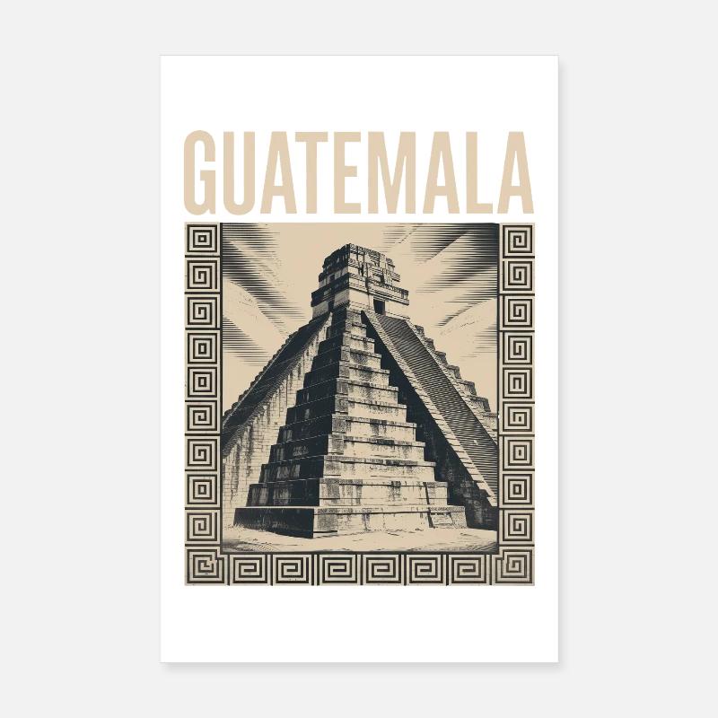 Pyramide du Guatemala Retrolook Tikal Poster 20 x 30 cm